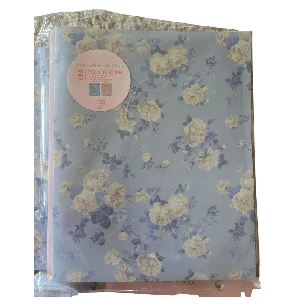 LoveShackFancy Yoobi Stationery Set OS Blue New Floral Notebook Pouch Folders